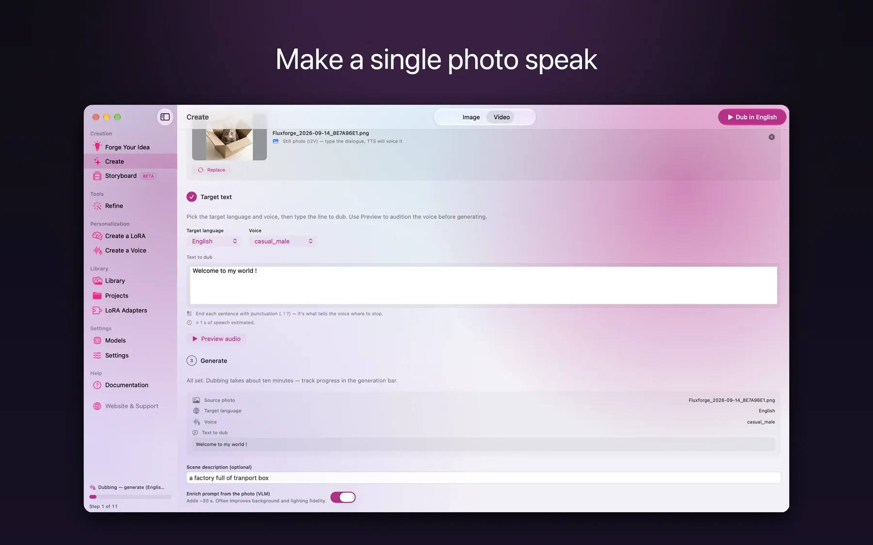 Make a single photo speak
