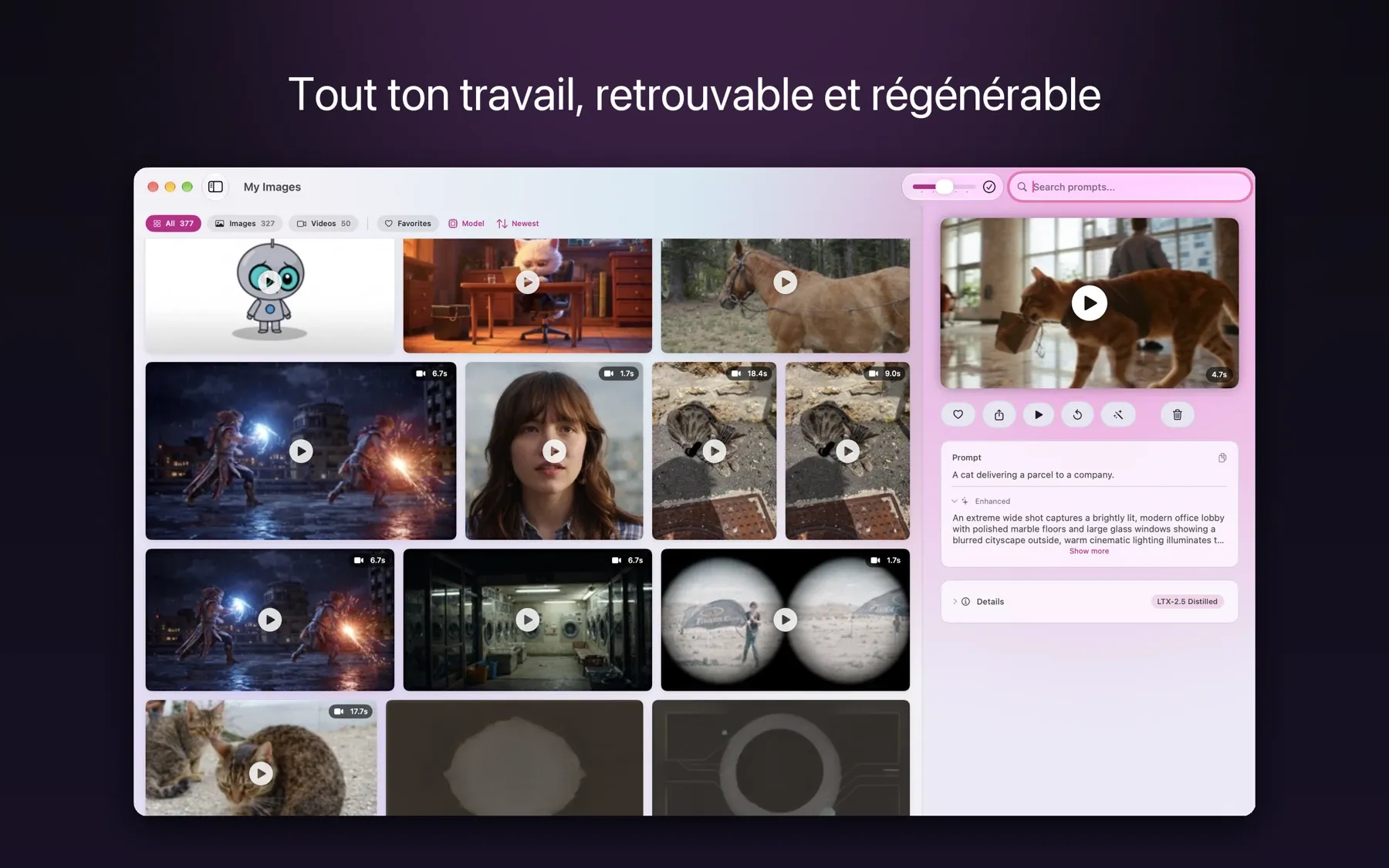 Tout ton travail, retrouvable et régénérable
